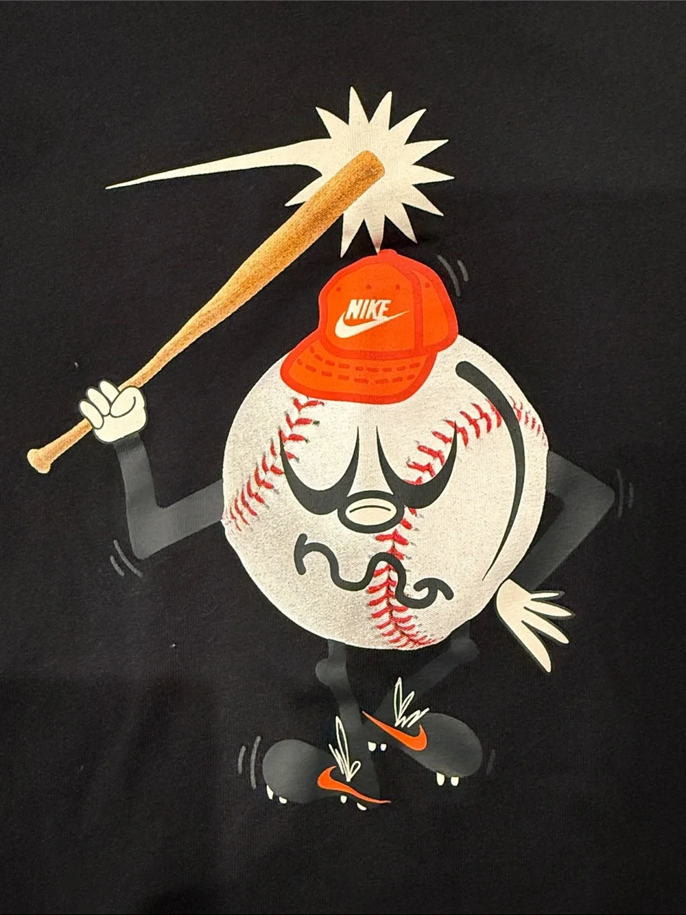 Nike Black Kids Graphic Baseball Tee with Orange Cap
